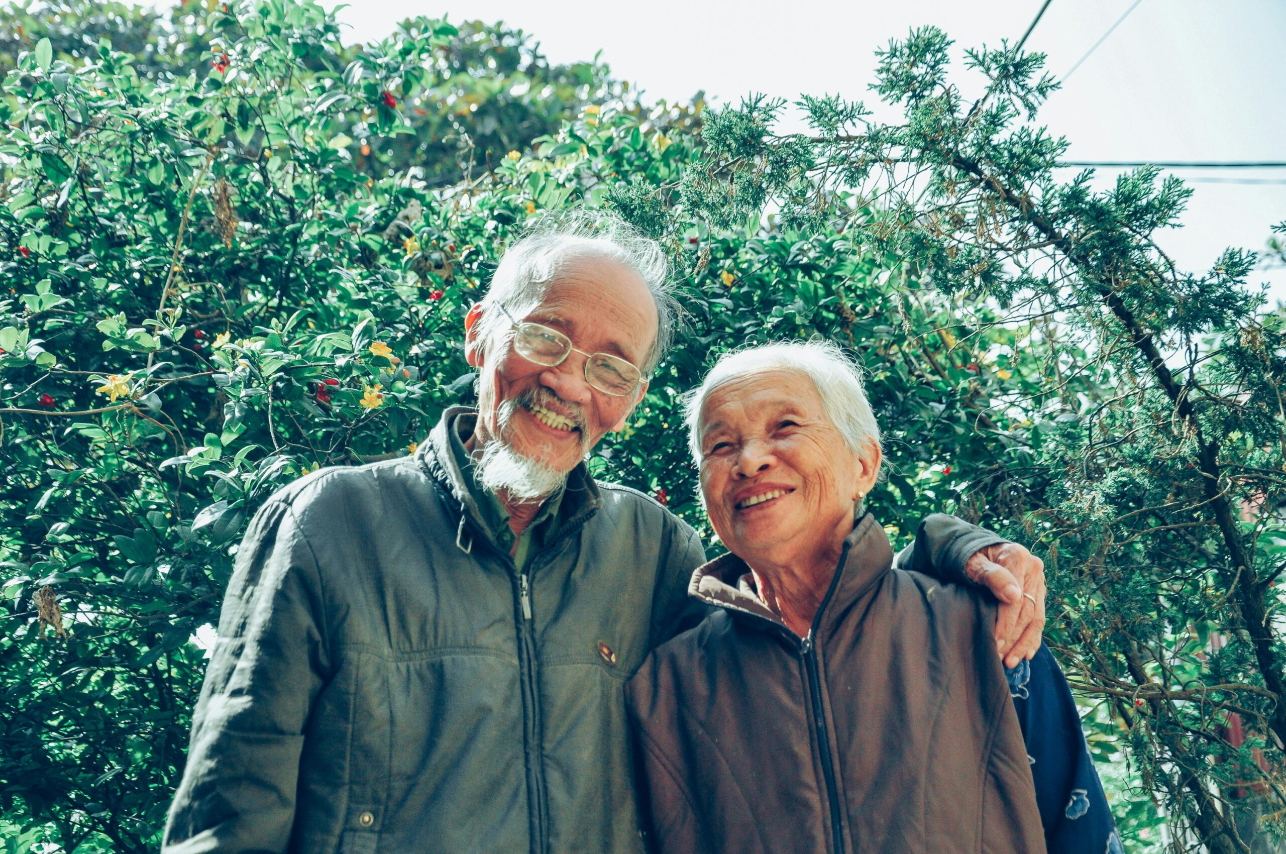 Elderly couple waiting for their 'golden years' to start.