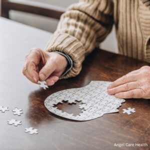 Dementia patient doing puzzle